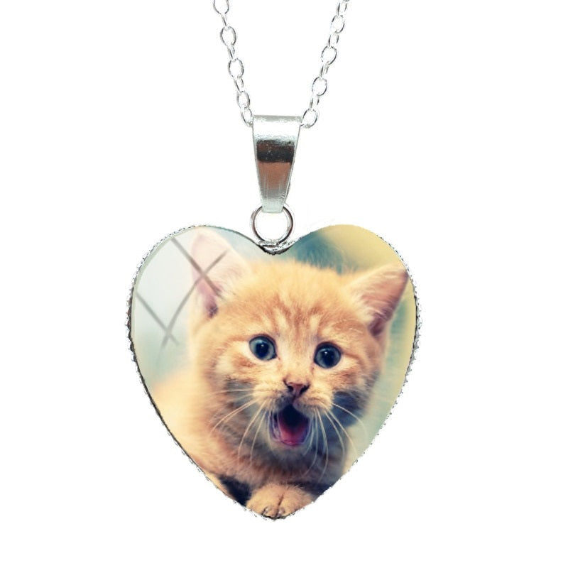 Cat Memorial Necklace - Cream - Cat necklace