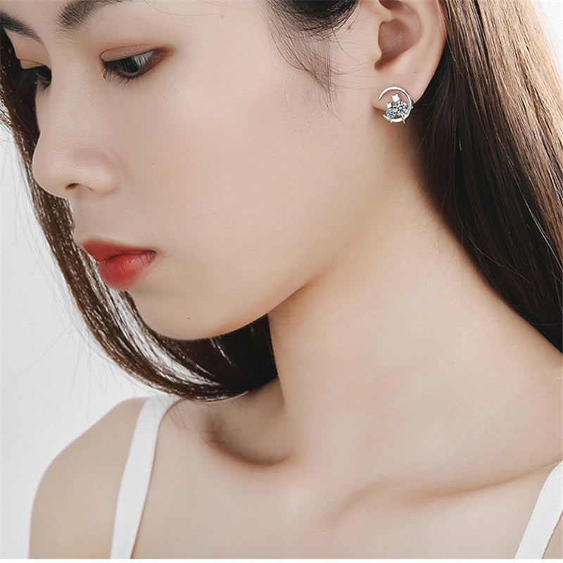 Cat Moon Earrings - Cat earrings