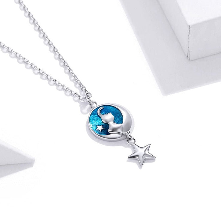 Cat Moon Necklace - Cat necklace