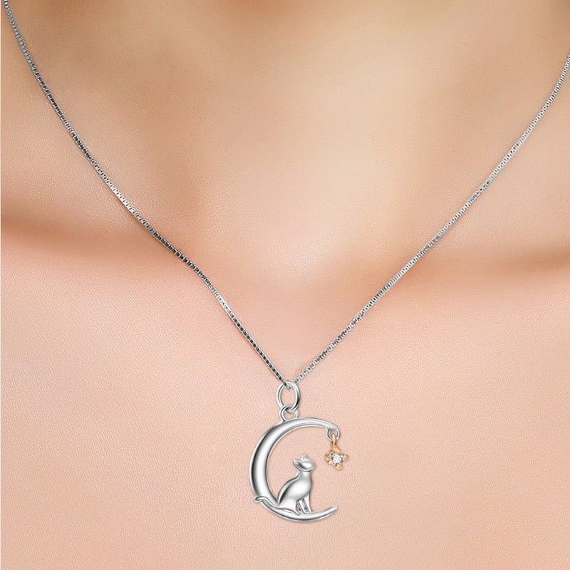 Cat Moon Star Necklace - Cat necklace