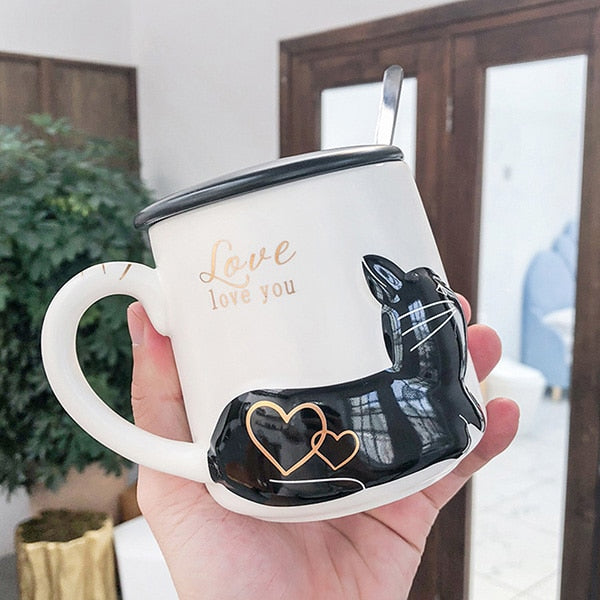 Cat Mug Set - White / 360ml