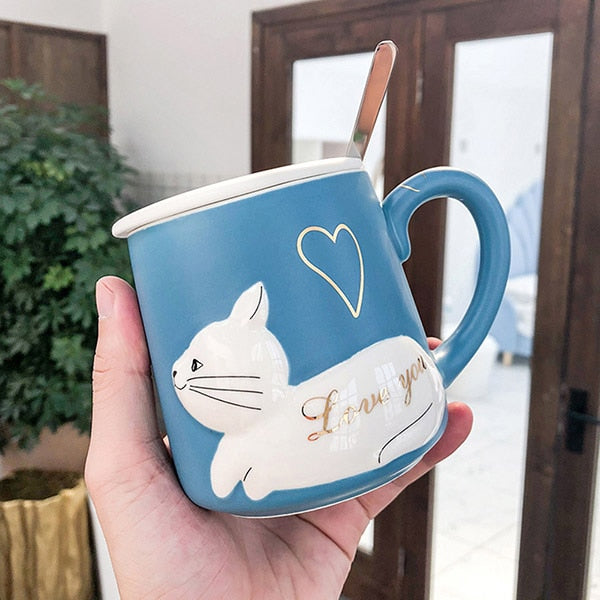 Cat Mug Set - Blue / 360ml