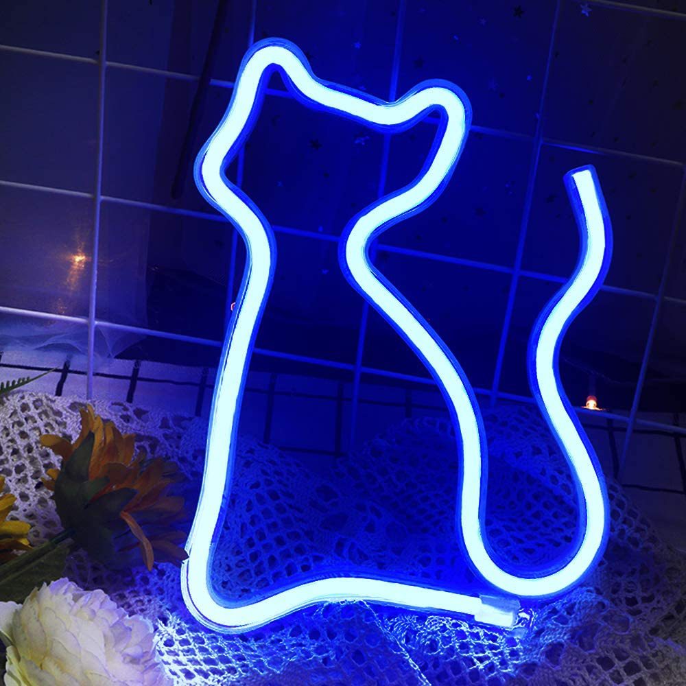 Cat Shaped Night Light - Blue