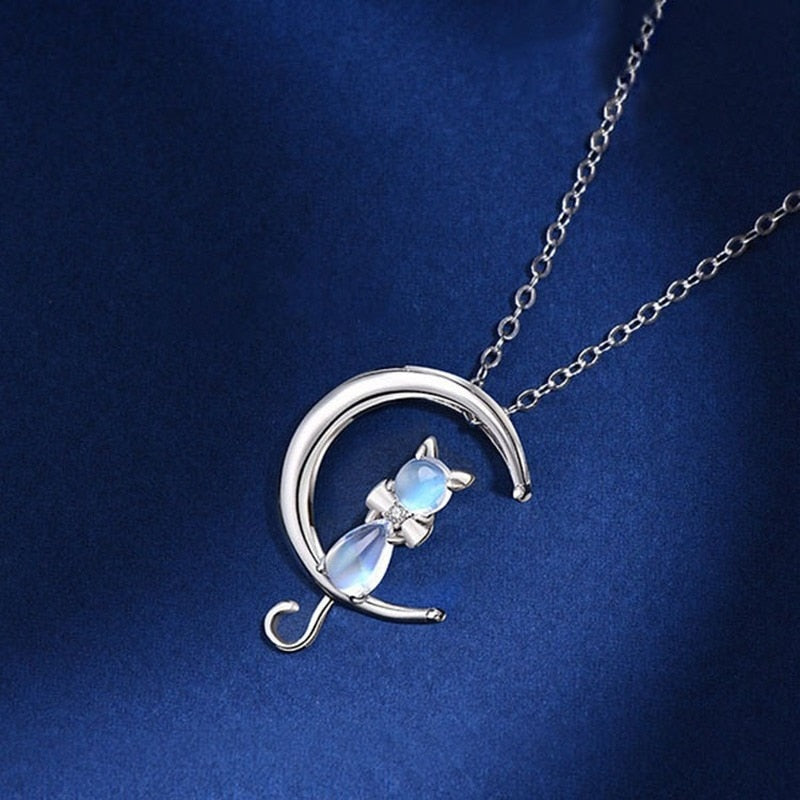Cat on the Moon Necklace - Cat necklace