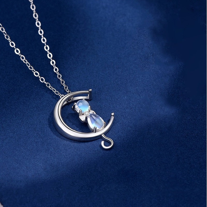 Cat on the Moon Necklace - Cat necklace