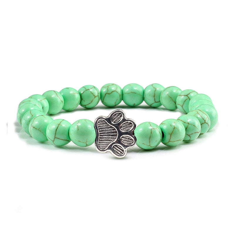 Cat Paw Beaded Bracelet - Apple Green - Cat bracelet