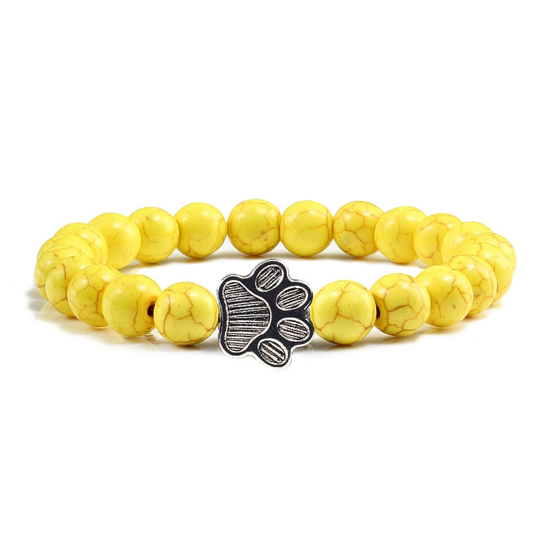 Cat Paw Beaded Bracelet - Yellow - Cat bracelet