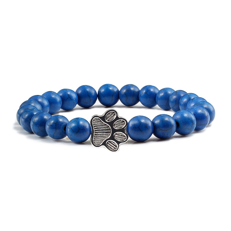 Cat Paw Beaded Bracelet - Dark Blue - Cat bracelet