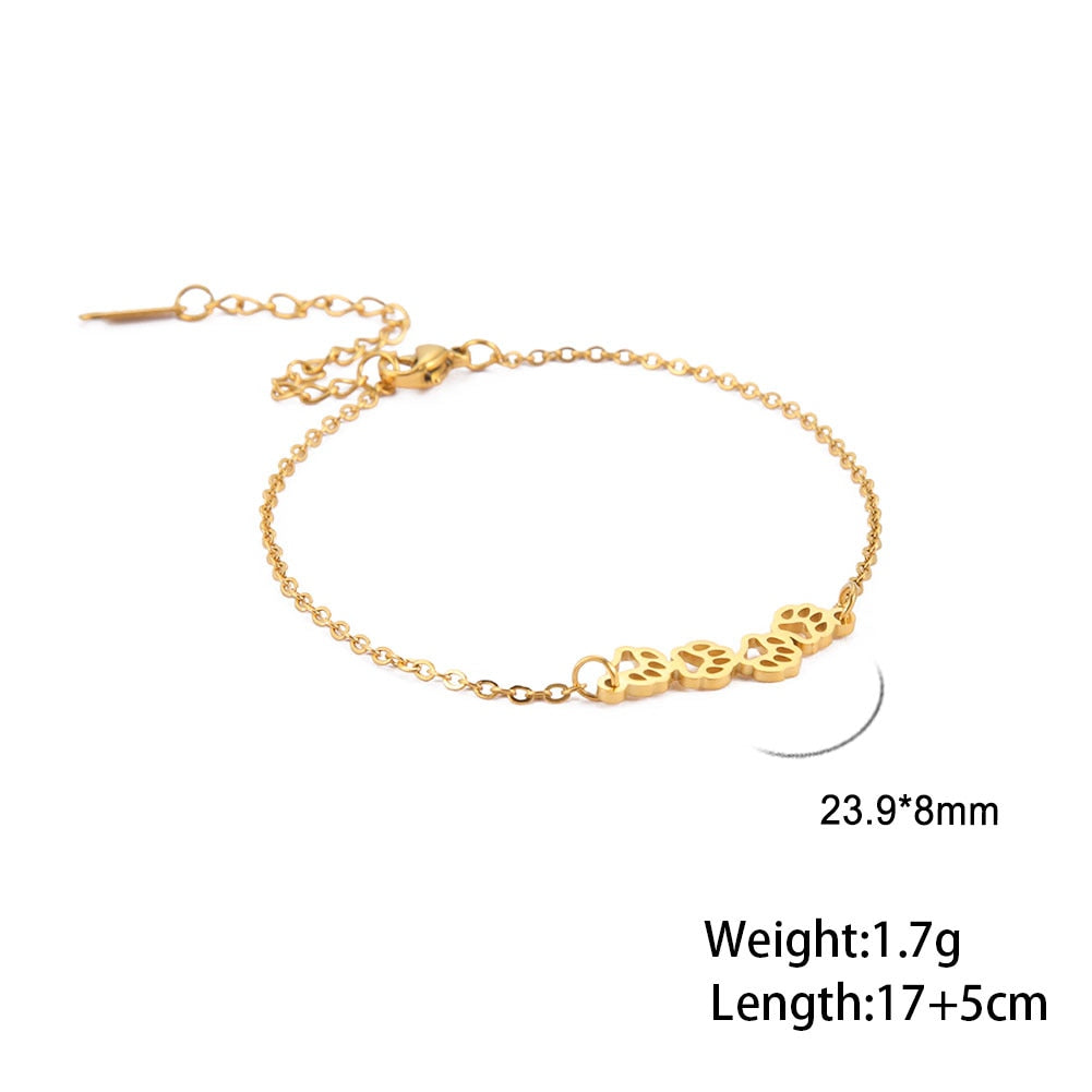 Cat Paw Bracelet - Gold - Cat bracelet
