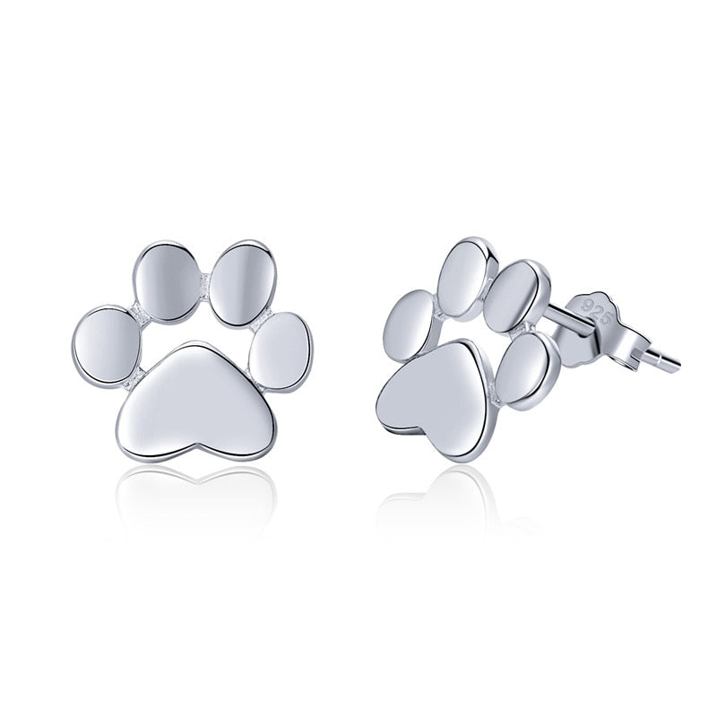 Cat Paw Earrings - Silver - Cat earrings