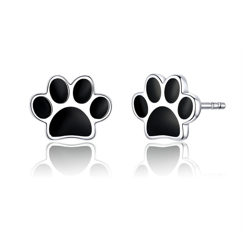 Cat Paw Earrings - Black - Cat earrings
