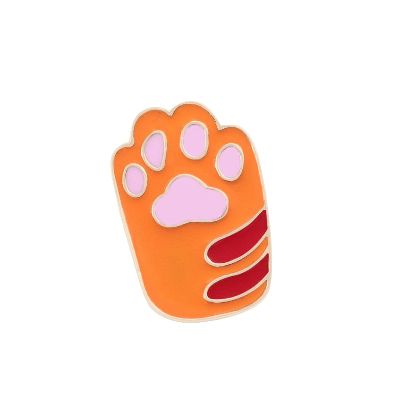 Cat Paw Enamel Pin - orange foot