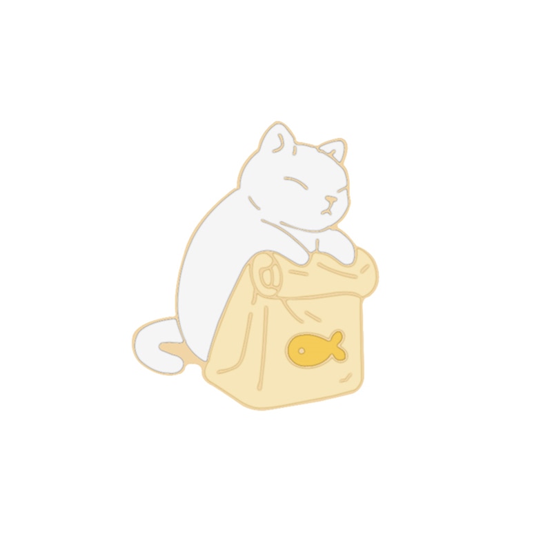 Cat Paw Enamel Pin - White fish cat