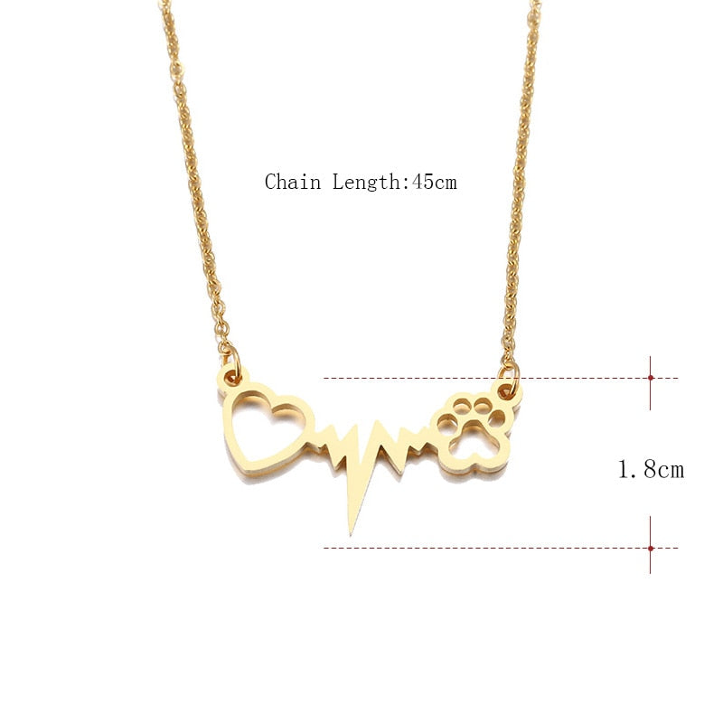 Cat Paw Heart Necklace - Cat necklace