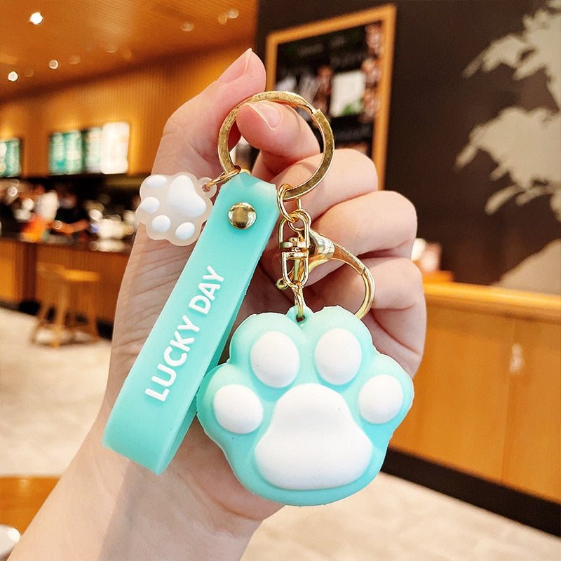 Cat Paw Keychain - Green - Cat Keychains