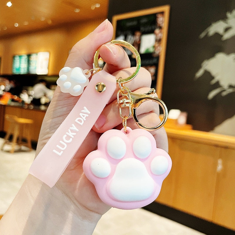 Cat Paw Keychain - Pink - Cat Keychains