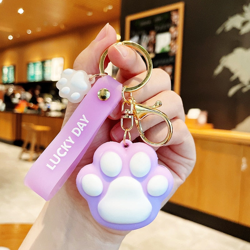 Cat Paw Keychain - Purple - Cat Keychains