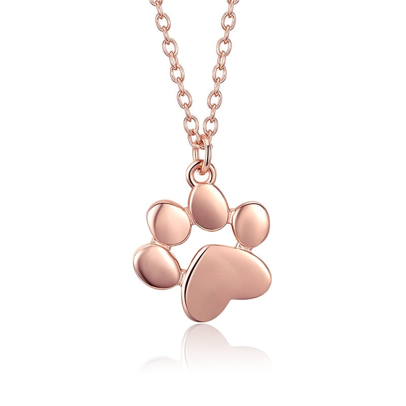 Cat Paw Print Necklace - Rose Gold - Cat necklace