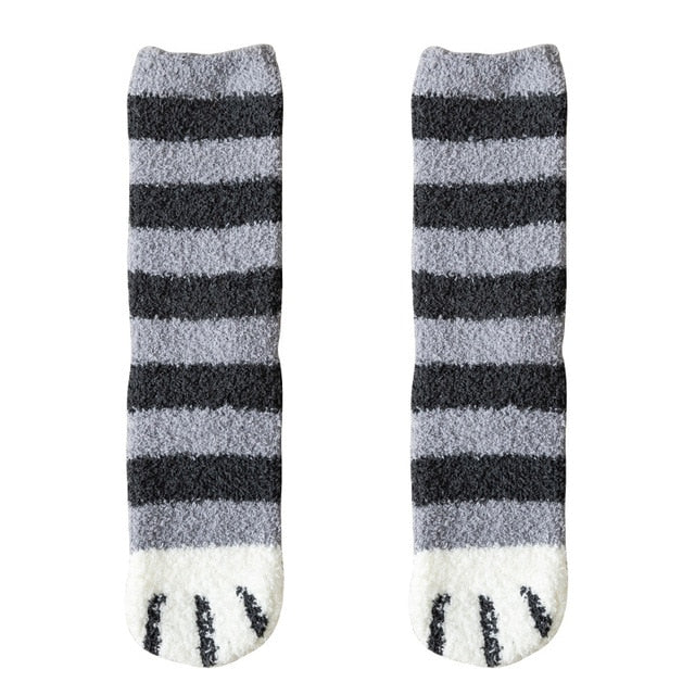 Cat Paw Socks - Grey Stripe / European Size 35-43 - Cat