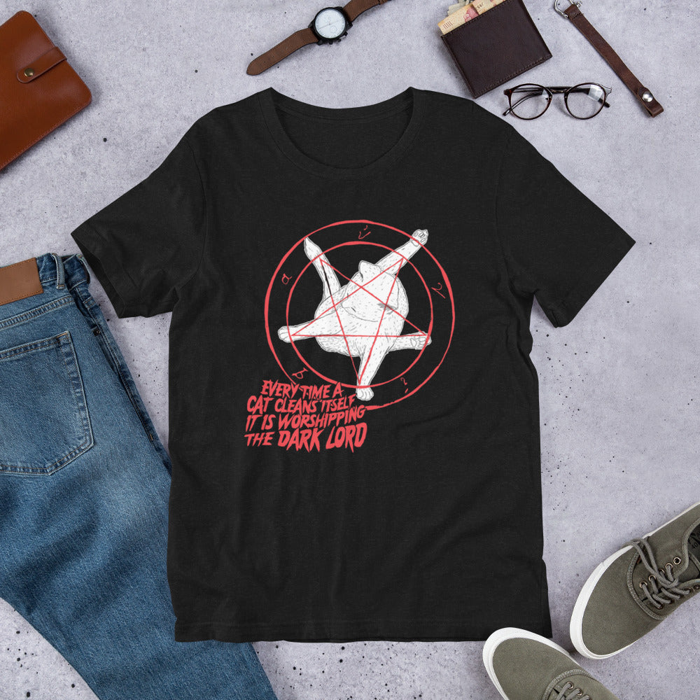 Cat Pentagram shirt - Black Heather / XS