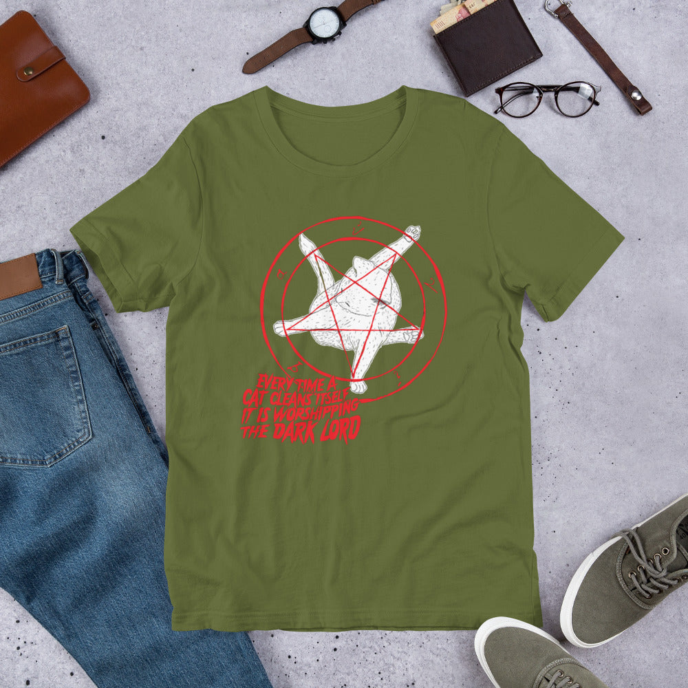 Cat Pentagram shirt - Olive / S