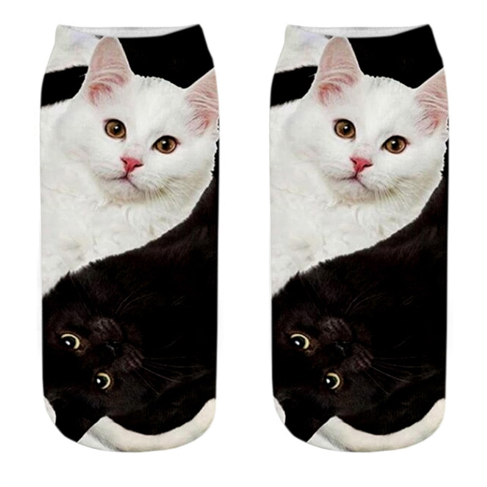 Cat Picture on Socks - Black / EU34-40 US4-7 - Cat Socks