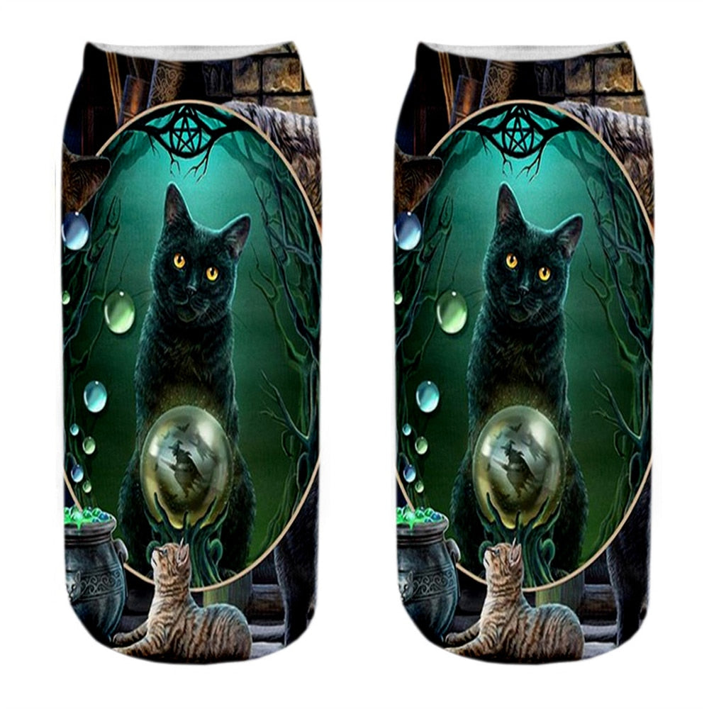 Cat Picture on Socks - Green / EU34-40 US4-7 - Cat Socks