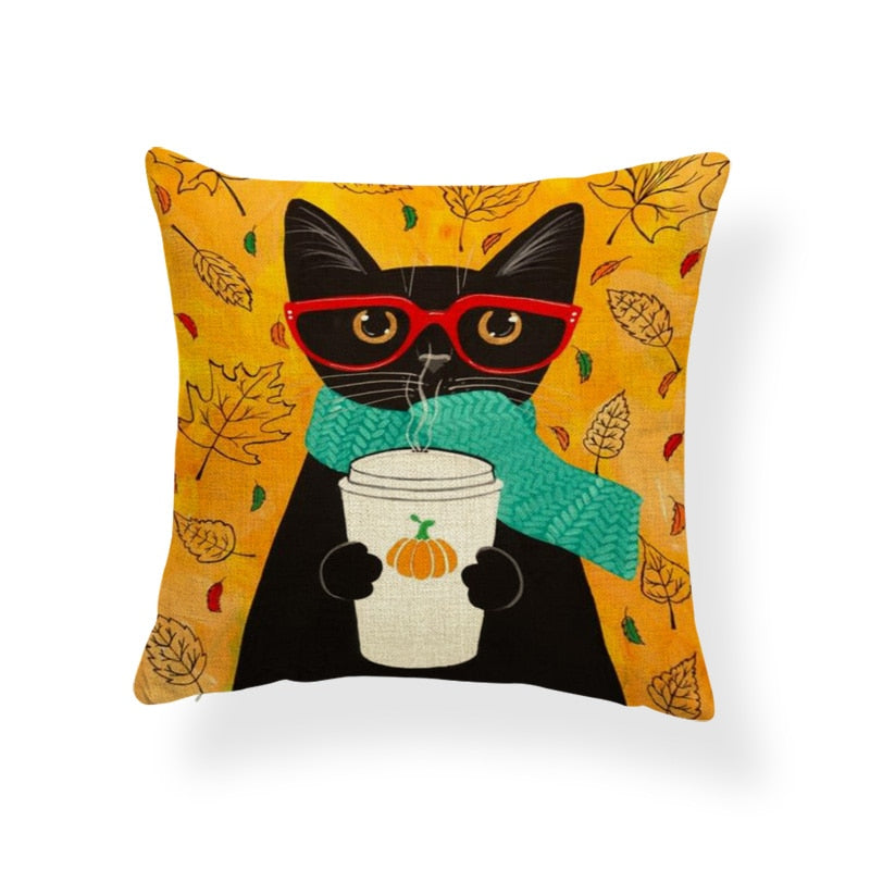 Cat Picture Pillow - 450mm*450mm / Yellow