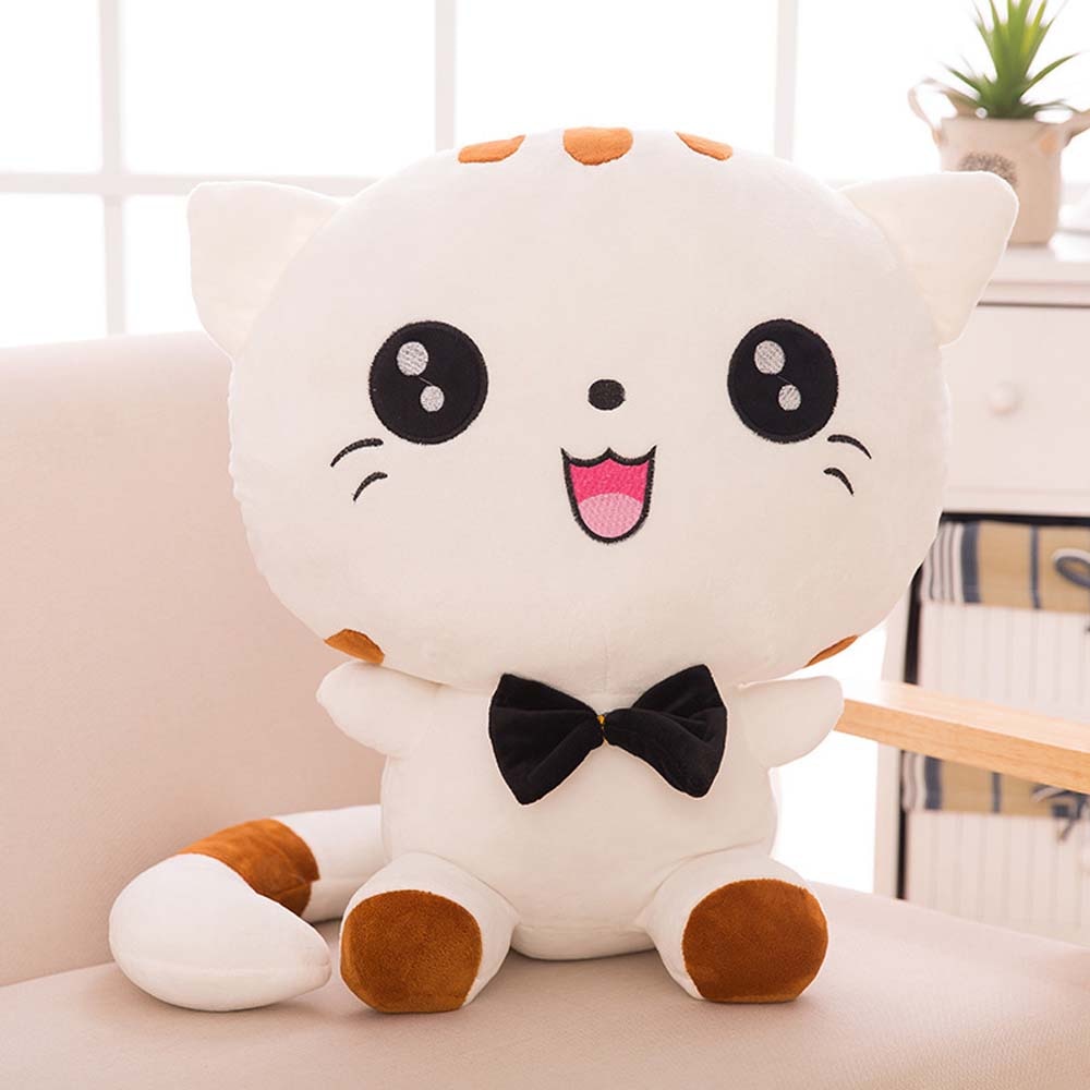 Cat Pillow Plush - White Big Eyes