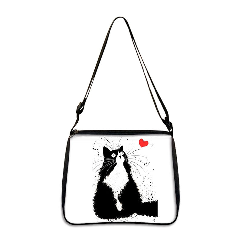 Cat Print Handbag - White / 20CMX24CM - Cat Handbag