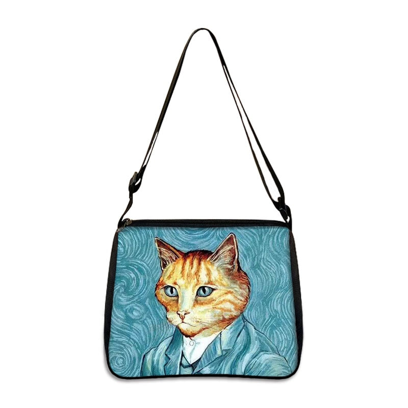 Cat Print Handbag - Blue / 20CMX24CM - Cat Handbag