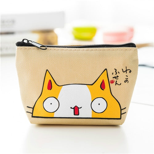 Cat Print Purse - Yellow - Cat purse