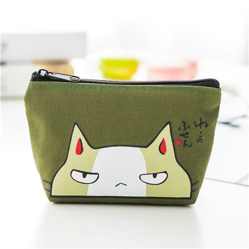 Cat Print Purse - Green - Cat purse