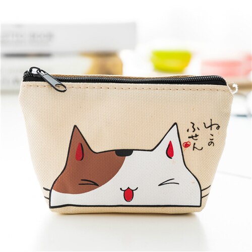 Cat Print Purse - Beige - Cat purse