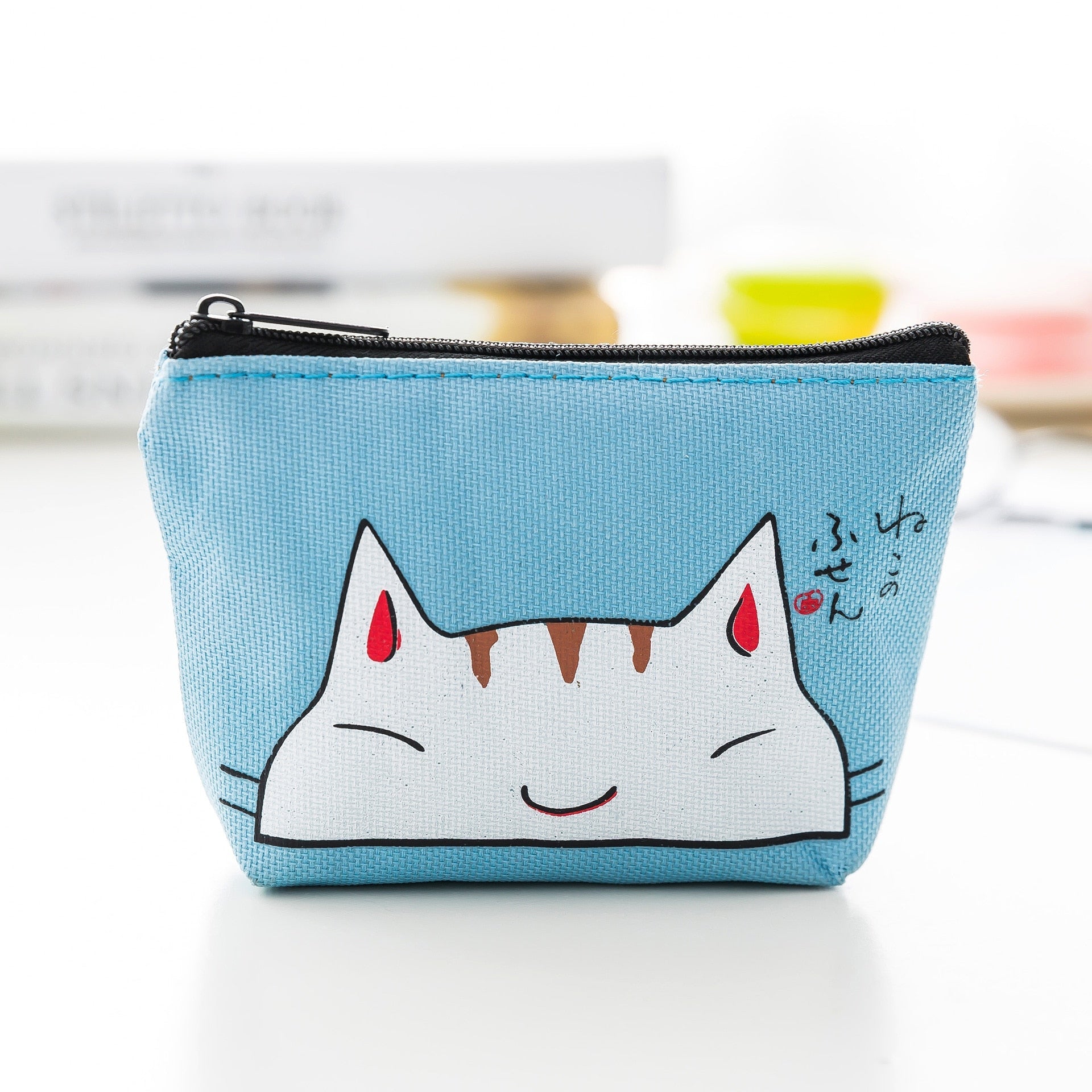 Cat Print Purse - Blue - Cat purse