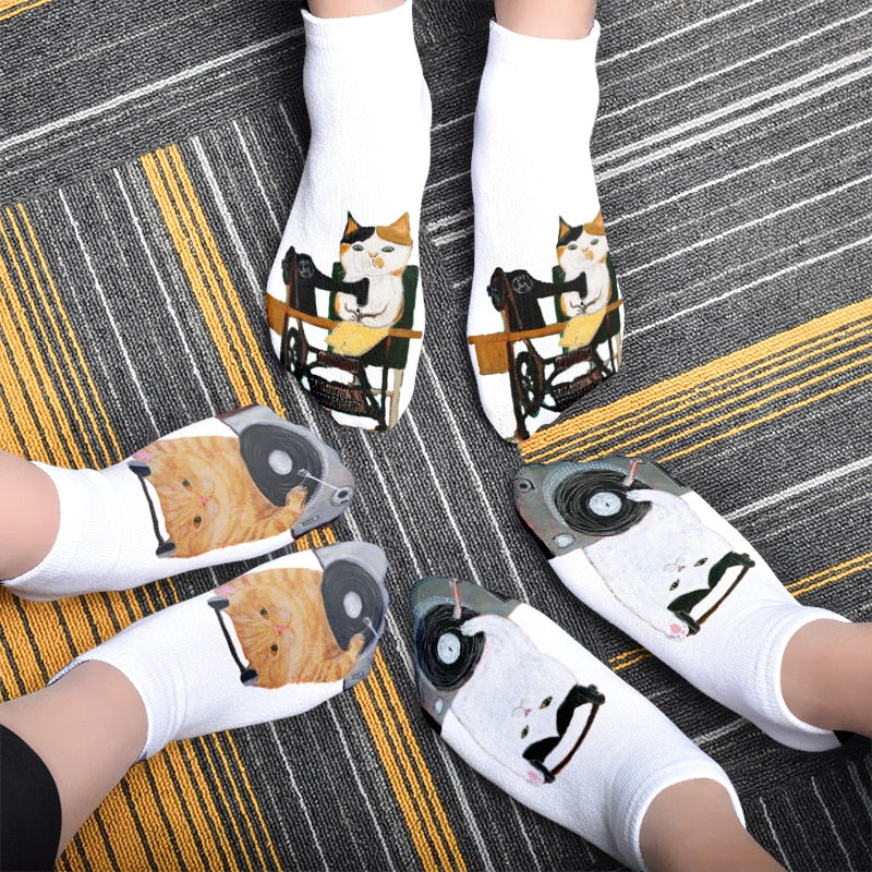 Cat Print Socks - Cat Socks