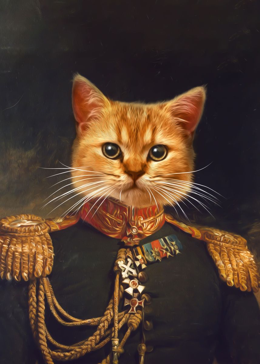 Cat Royalty Painting - 21x30cm no frame / Orange