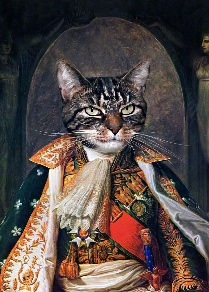 Cat Royalty Painting - 21x30cm no frame / White