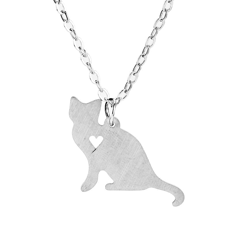 Cat Silhouette Necklace - Cat necklace