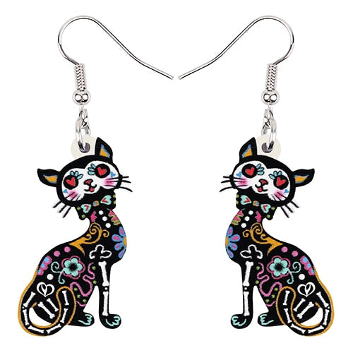 Cat Skeleton Earrings - Cat earrings