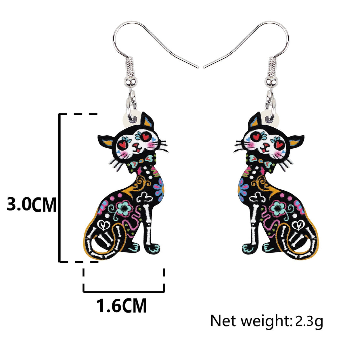 Cat Skeleton Earrings - Cat earrings