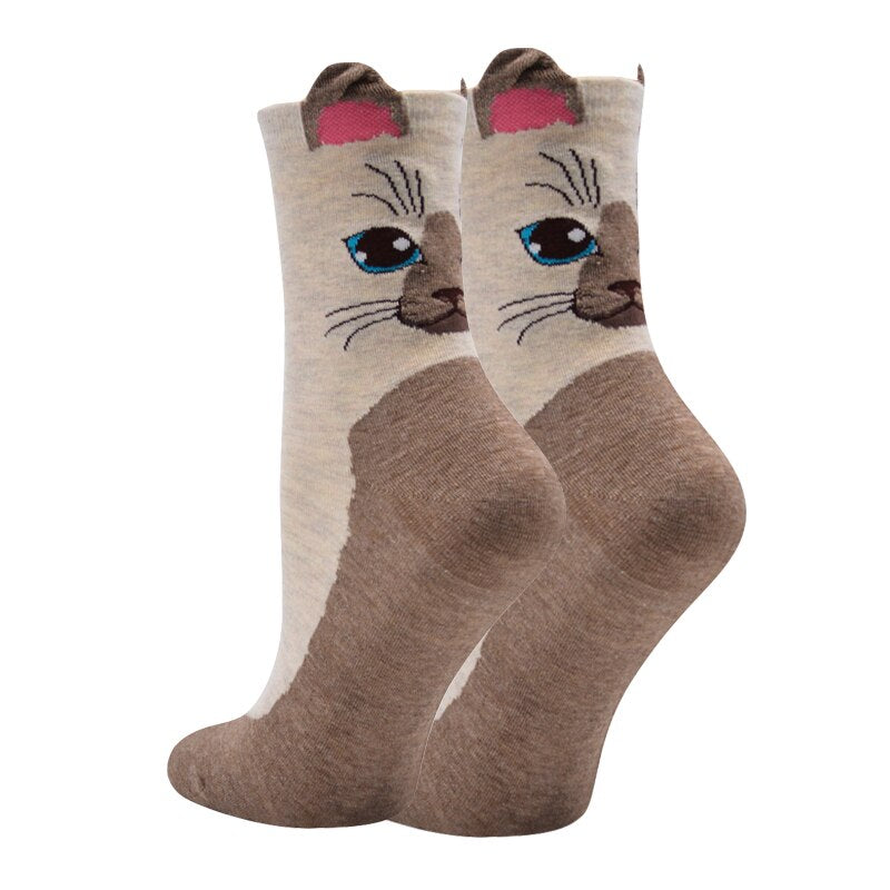 Cat Socks with Ears - Beige / EU 35-40 - Cat Socks