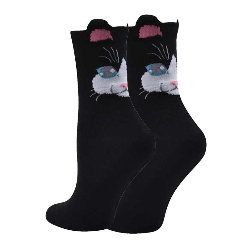 Cat Socks with Ears - Black / EU 35-40 - Cat Socks