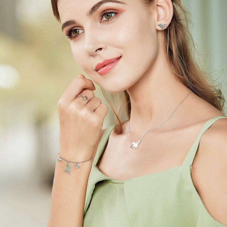 Cat Sterling Silver Necklace - Cat necklace