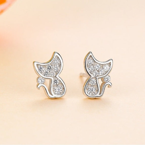 Cat Stud Earrings - Cat earrings