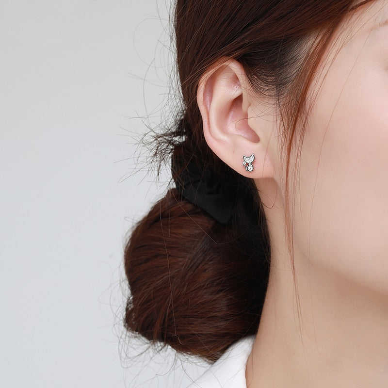 Cat Stud Earrings - Cat earrings
