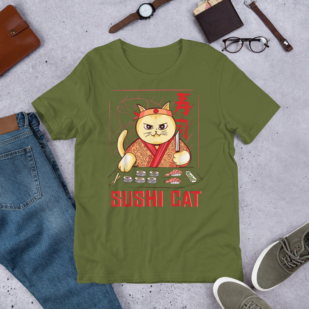 Cat Sushi shirt - Olive / S
