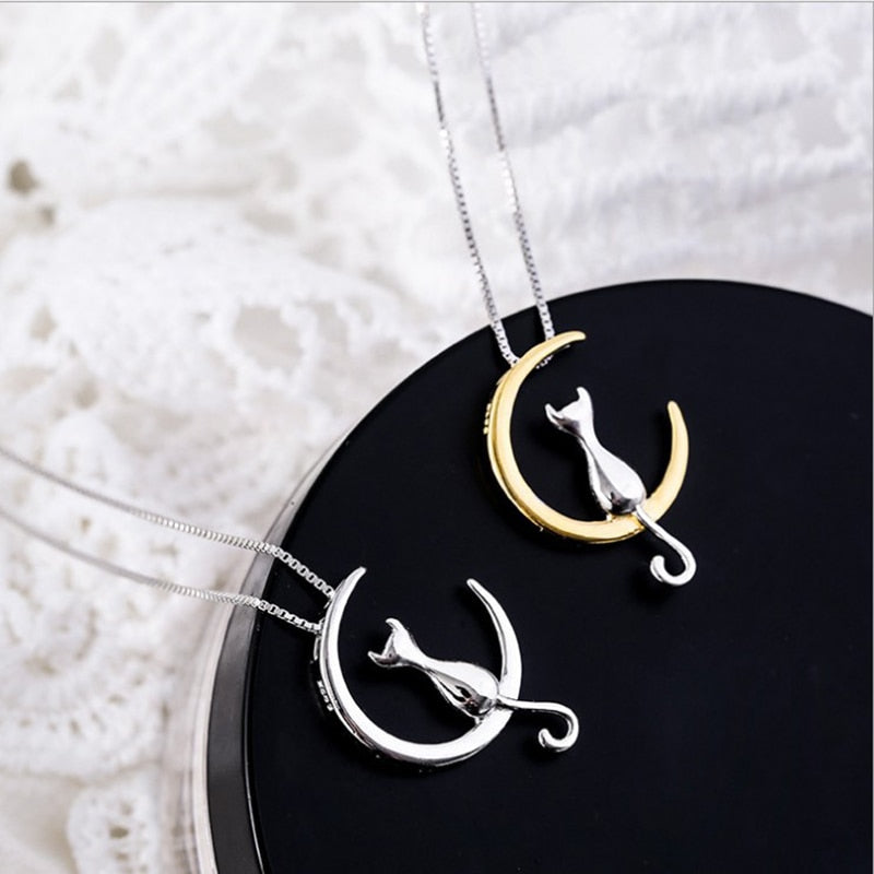 Cat Tail Moon Necklace - Cat necklace