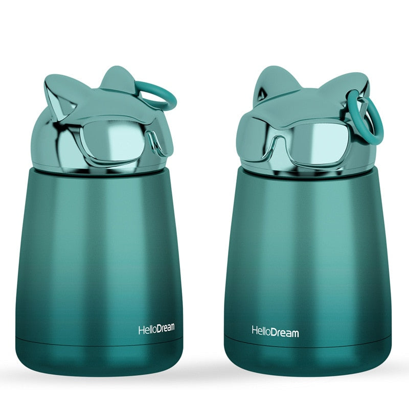 Cat Thermos Flask - Teal