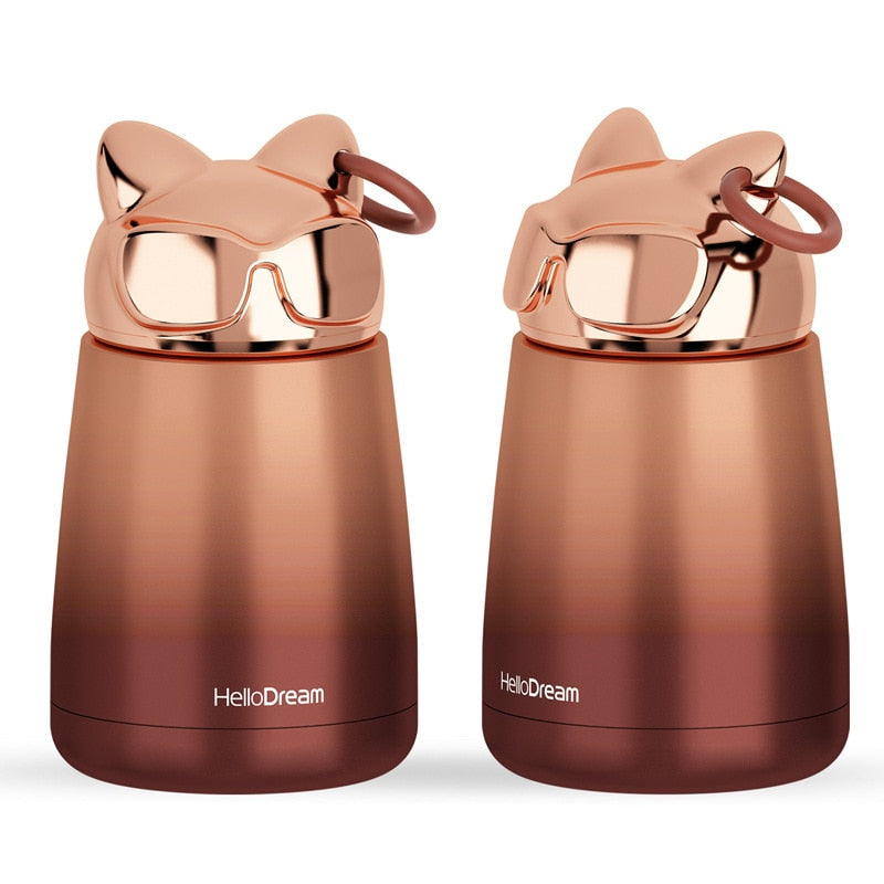 Cat Thermos Flask - Brown